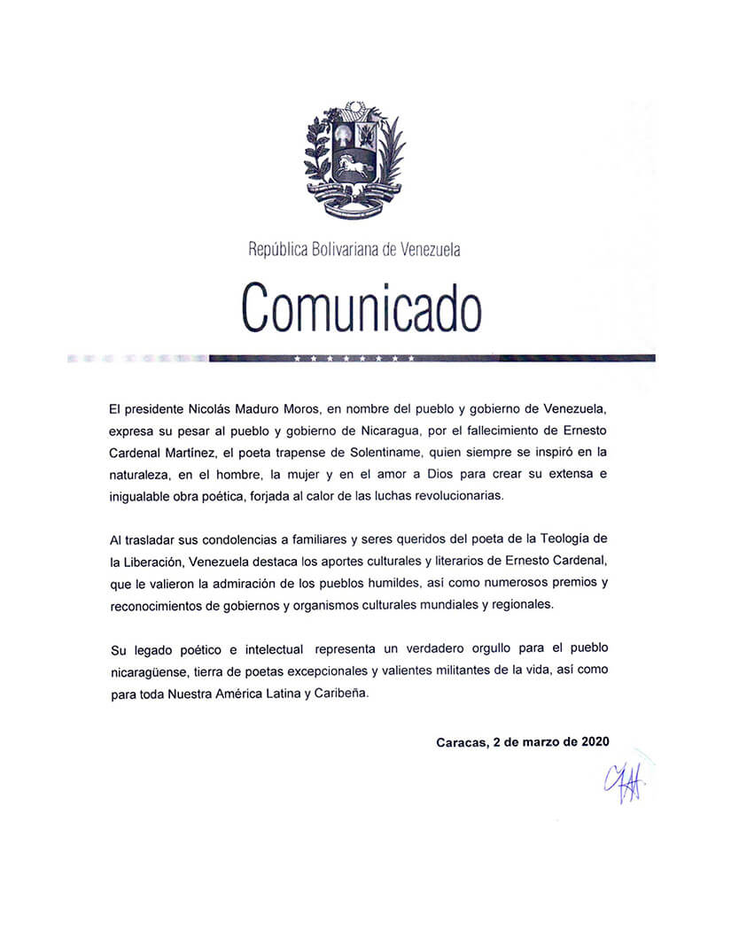 comunicado-venezuela-fallecimiento-poeta-ernesto-cardenal